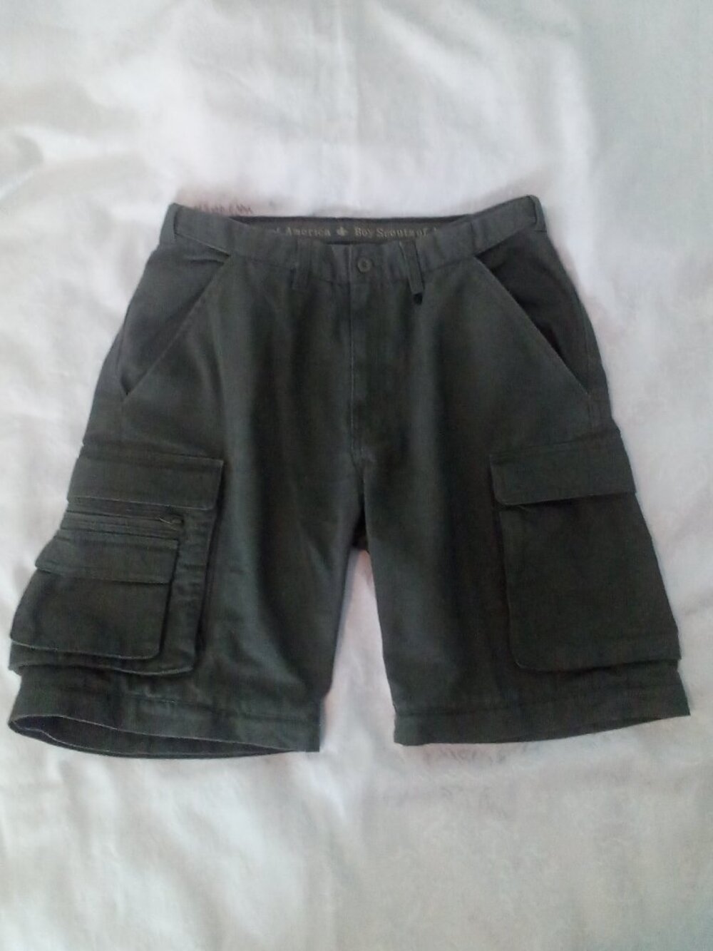 BSA BOY SCOUTS OF AMERICA SZ 6 SHORTS POCKETS FLAPS ZIPPERS SIDE ELASTIC UTILITY